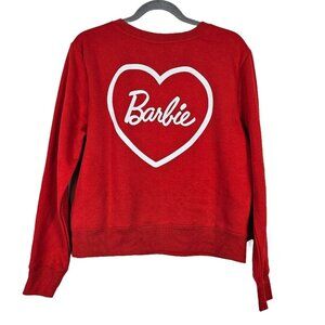 NWT Barbie Red Spellout Big Heart Pullover Graphic Crewneck Sweatshirt L